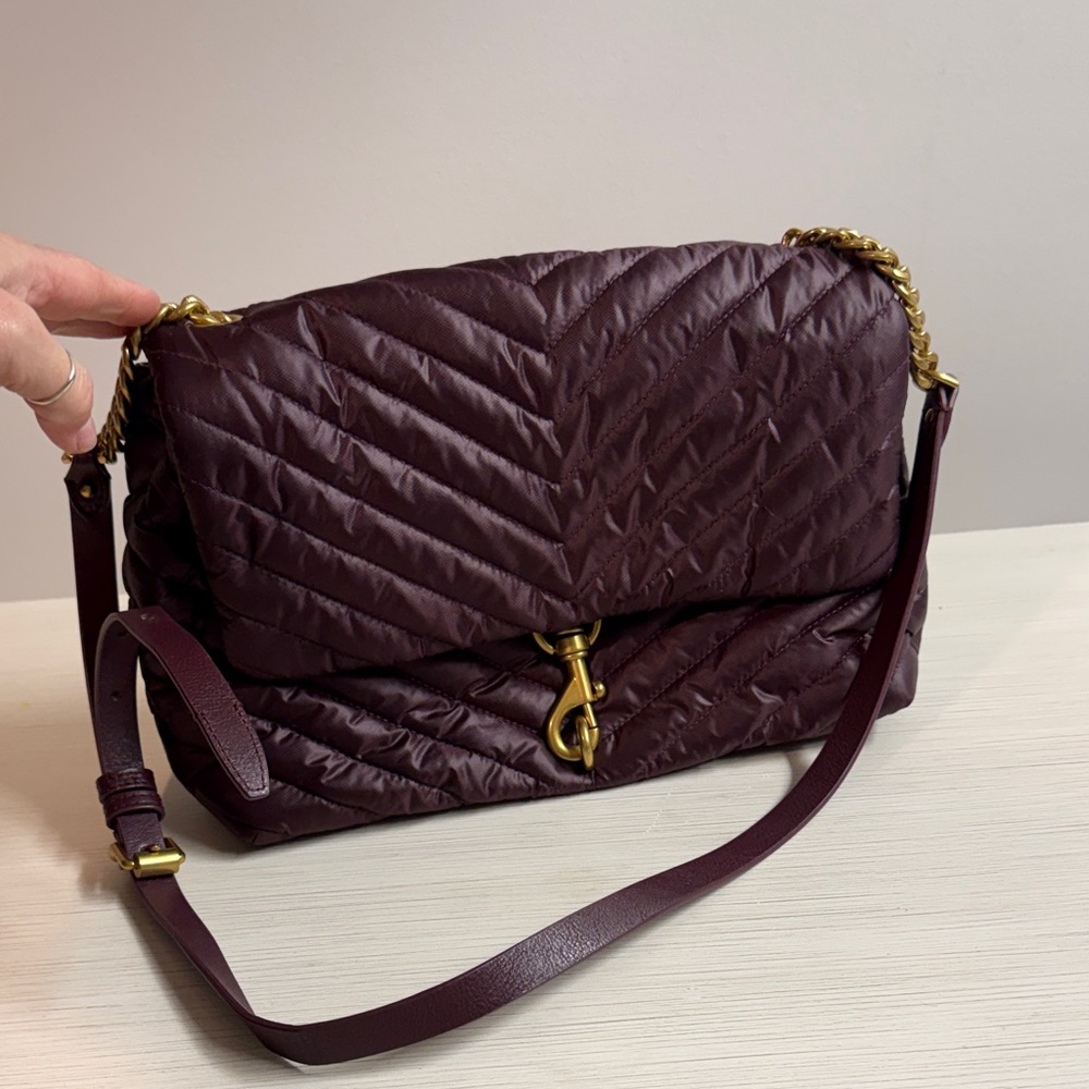 Rebecca Minkoff Quilted Burgundy Crossbody Shoulder Bag with Gold Hardware